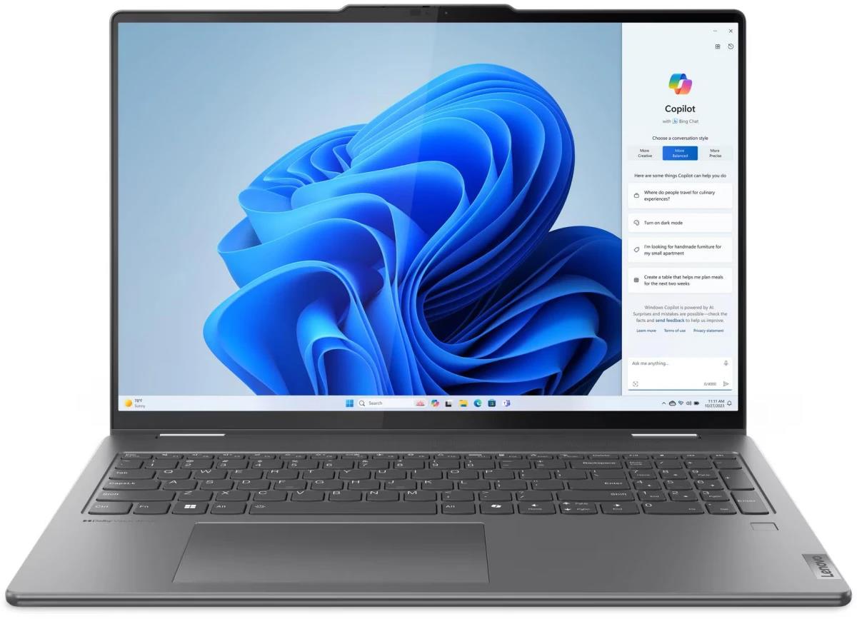 Изображение Ноутбук Lenovo Yoga 7 2-in-1 16IML9 (Intel 155U 1700 МГц/ SSD 1024 ГБ  /RAM 16 ГБ/ 16" 1920x1200/VGA встроенная/ Windows 11 Home) (83DL0002US)