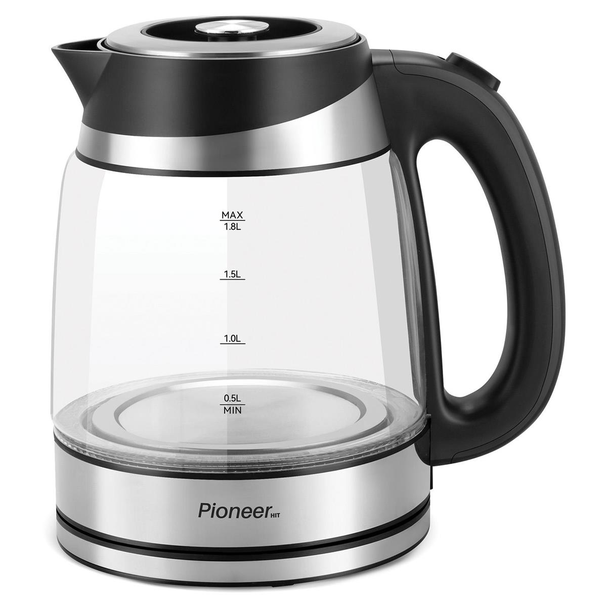 Изображение Электрический чайник Pioneer KE800G (2400 Вт/1,8 л /стекло/прозрачный, черный, серебристый)