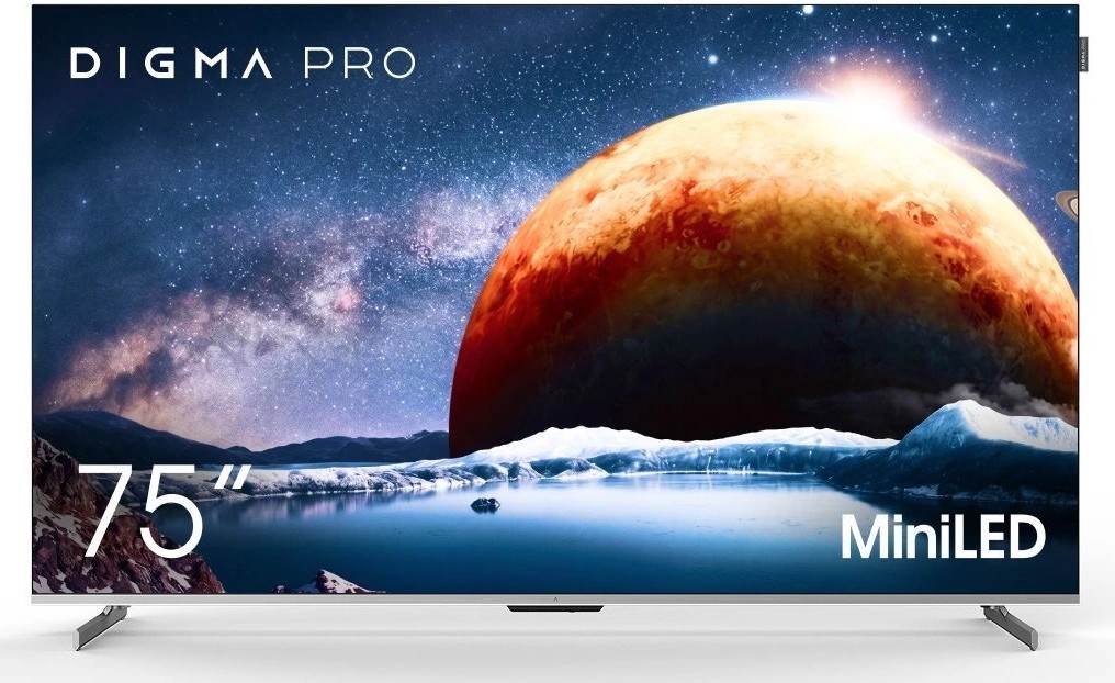 Изображение Телевизор Digma PRO Mini LED 75Q 75" HDR, 4K Ultra HD Smart TV серебристый