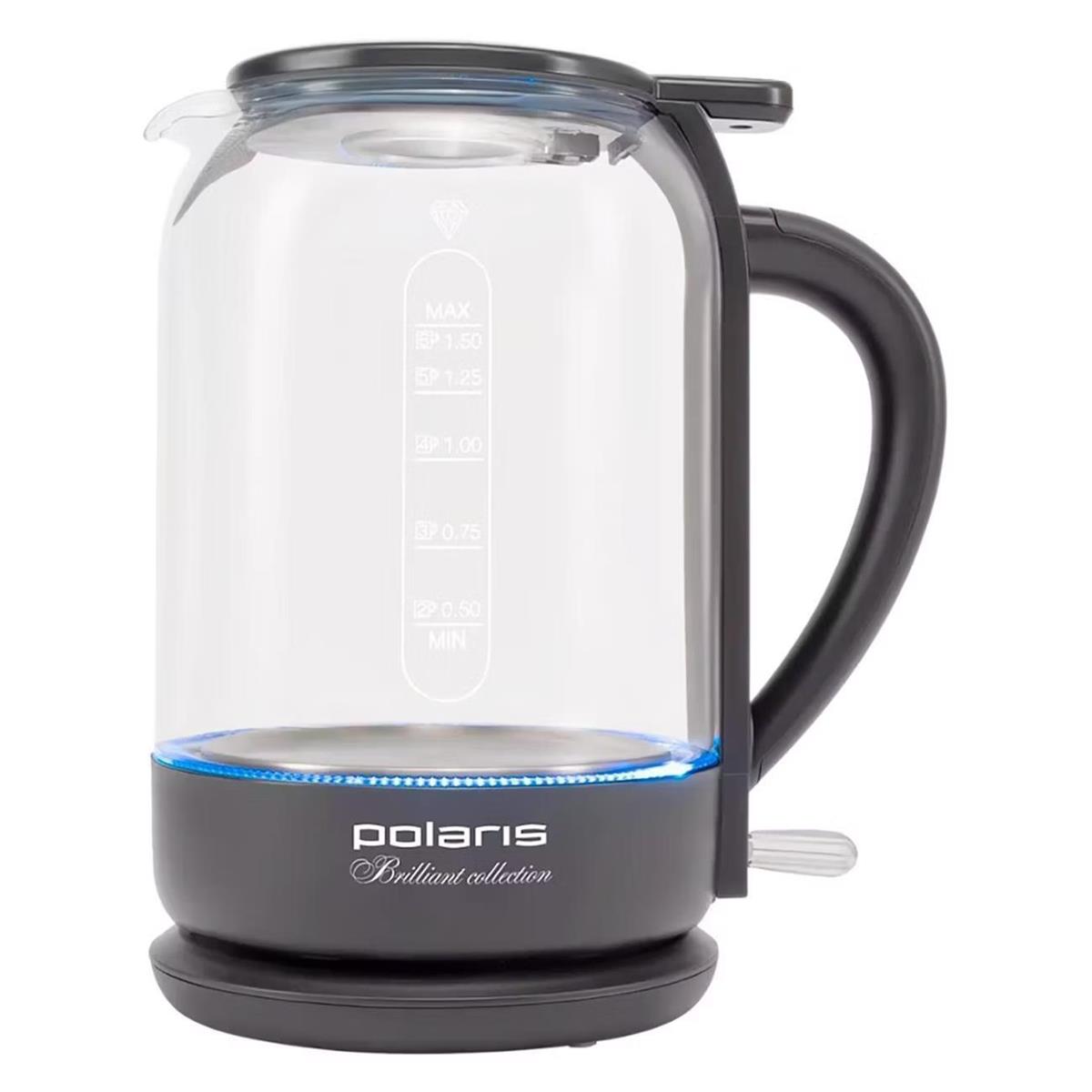 Изображение Электрический чайник Polaris PWK 1753CGL 1.5л. 1950Вт (1950 Вт/1,5 л /стекло, пластик/прозрачный, графит)