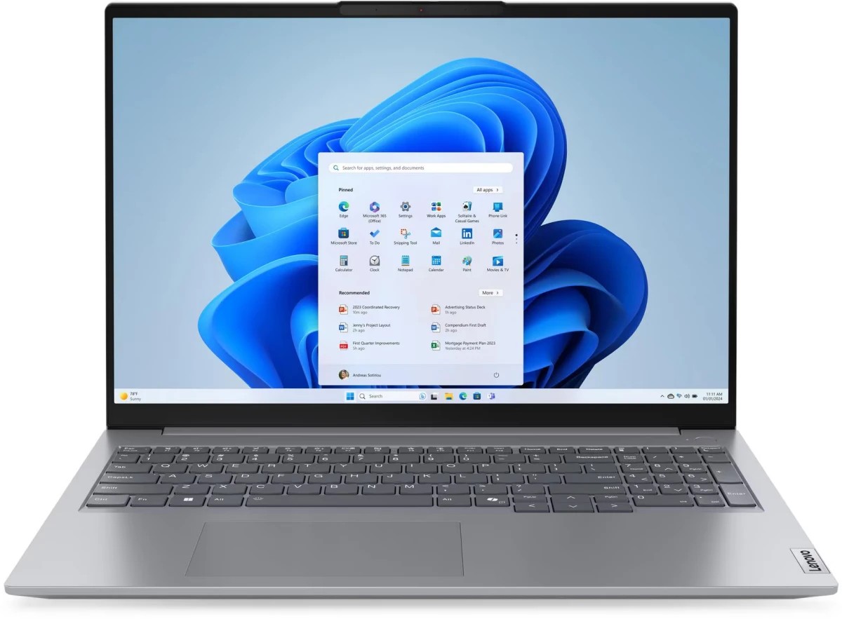 Изображение Ноутбук Lenovo ThinkBook 16 G7 AHP (AMD 8745H 3800 МГц/ SSD 512 ГБ  /RAM 16 ГБ/ 16" 2560x1440/VGA встроенная/ Windows 11 Home) (21MU0006CD)