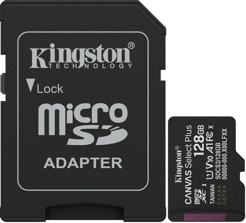 Изображение Карта памяти Kingston MicroSDXC Canvas Select Plus Class 10 128 Гб адаптер на SD SDCS3/128GB