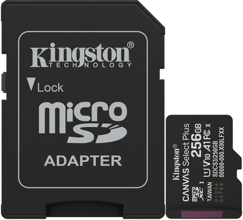 Изображение Карта памяти Kingston MicroSDXC Canvas Select Plus Class 10 256 Гб адаптер на SD SDCS3/256GB