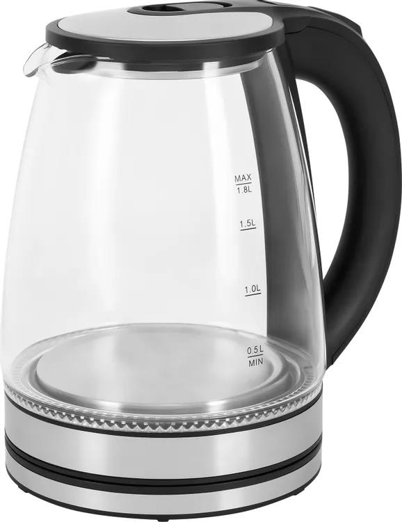 Изображение Электрический чайник VITEK VT-WK1080 (2000 Вт/1,8 л /стекло/прозрачный, черный, серебристый)