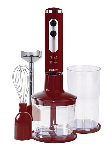 Изображение Блендер Sakura SA-6239SRC (погружной/600 Вт/красный, хром)