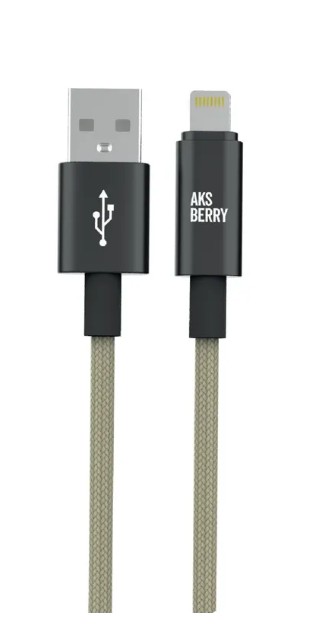 Изображение Кабель питания Aksberry X163 Nylon silk USB A Lightning 8P бежевый 1 м