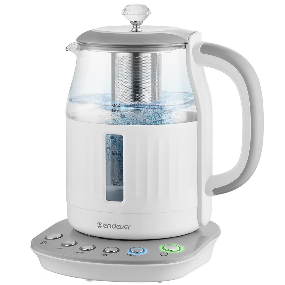 Изображение Электрический чайник Endever Skyline KR-364G (2200 Вт/1,5 л /стекло, пластик/белый)